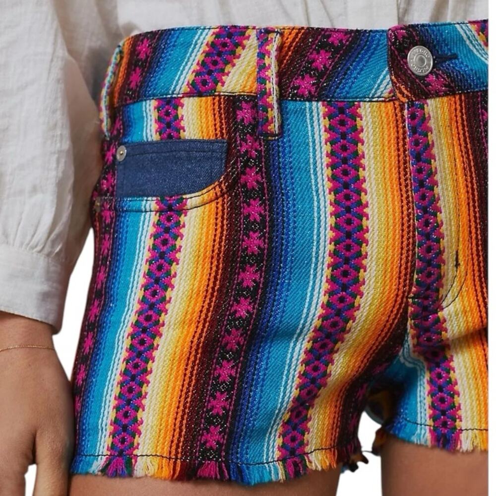 Pilcro Anthropologie Stripe Surf Shorts NWTs Size 31 Frayed Hem